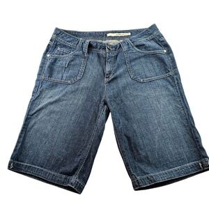 DKNY Jean Shorts Womens 12 Blue Denim Mid-Rise Boho Streetwear Grunge Flat Front